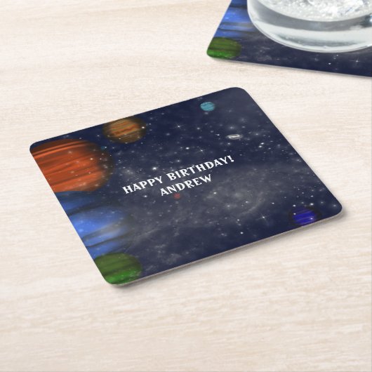惑星と銀河系の宇宙 スクエアペーパーコースター (アングル)