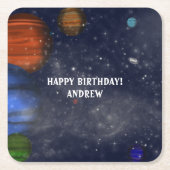 惑星と銀河系の宇宙 スクエアペーパーコースター (正面)