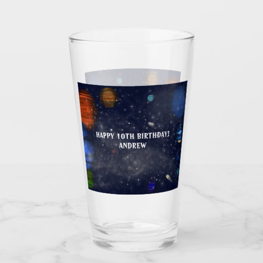 惑星と銀河系の宇宙 タンブラーグラス (正面)