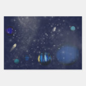 惑星と銀河系の宇宙 ラッピングペーパーシート (正面2)