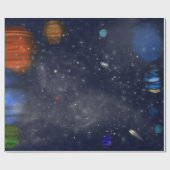 惑星と銀河系の宇宙 ラッピングペーパー (フラット)