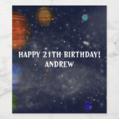 惑星と銀河系の宇宙 ワインラベル (シングルラベル)