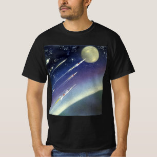 惑星による宇宙のヴィンテージSFロケット Tシャツ