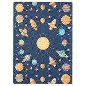 惑星のあるカラフルな宇宙風パターン クリップボード (裏面)