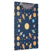 惑星のあるカラフルな宇宙風パターン クリップボード (右)