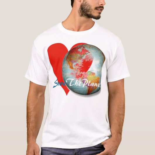 惑星のカラフルTシャツを保存 Tシャツ (正面)