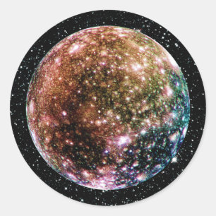 惑星のジュピターの月- CALLISTOの星の背景2 ラウンドシール