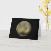 惑星のプルートの星明かりの空の挨拶状 カード (黄色い花)