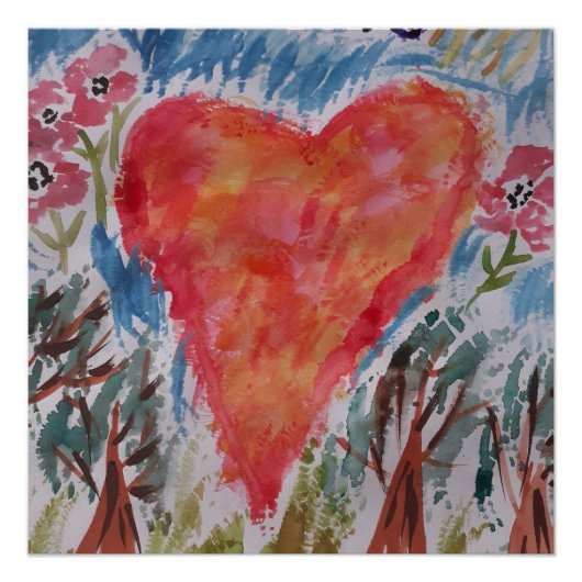 惑星の光沢ポスターのハート ポスター (正面)