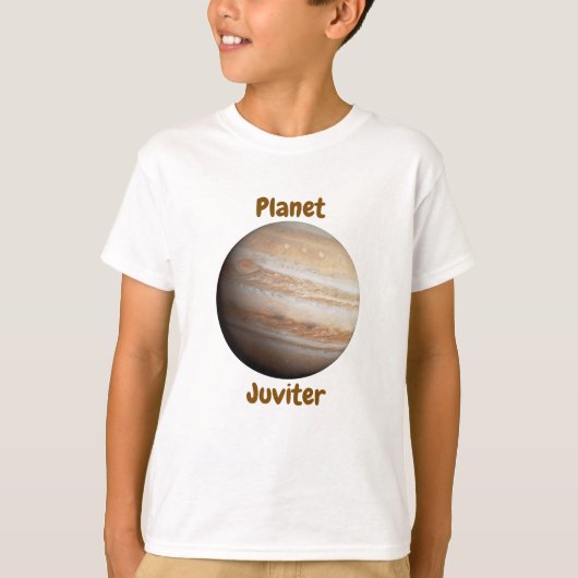 惑星の名前が入った子供用Tシャツデザイン Tシャツ (正面)