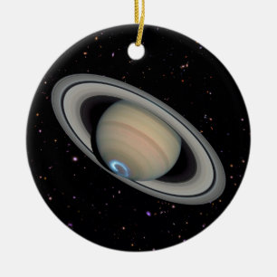 惑星の土星の星明かりの空 セラミックオーナメント