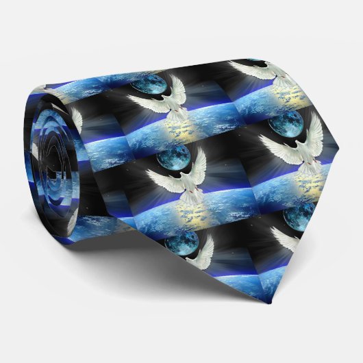 惑星の地球の日の出上の平和の鳩 ネクタイ (ロール)