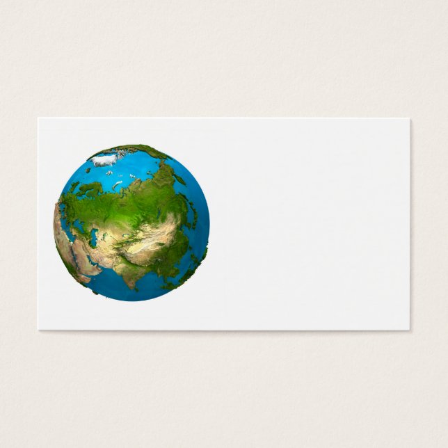 惑星の地球 – アジア – カラフル地球。3次元描写 (正面)