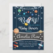 惑星の外宇宙ベビーシャワー招待状 男の子 招待状 (正面)