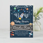 惑星の外宇宙ベビーシャワー招待状 男の子 招待状 (スタンド正面)