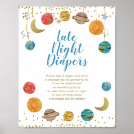 惑星の宇宙ベビーシャワー深夜おむつ ポスター