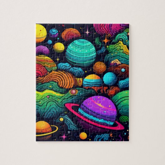 惑星の背景 ジグソーパズル (縦)