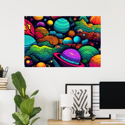 惑星の背景 ラージ ポスター (ホームオフィス)