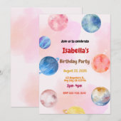 惑星の誕生日パーティーの招待 招待状 (正面/裏面)