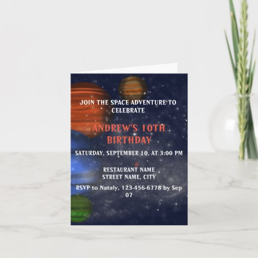 惑星や銀河のある宇宙 カード (正面)