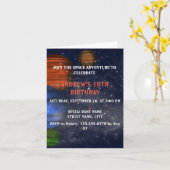 惑星や銀河のある宇宙 カード (黄色い花)