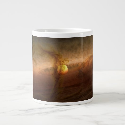 惑星を形成する材料の円盤は星を回る。 ジャンボコーヒーマグカップ (正面)