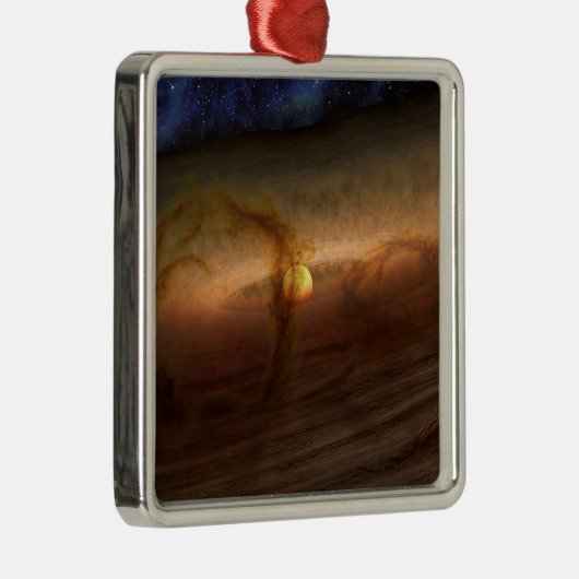 惑星を形成する材料の円盤は星を回る。 メタルオーナメント (右)