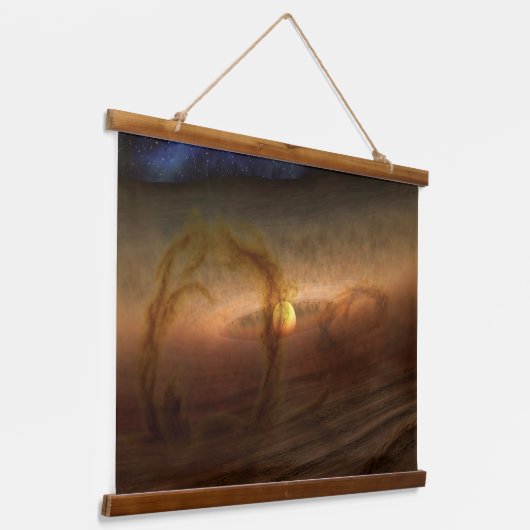 惑星を形成する材料の円盤は星を回る。 吊り下げ型タペストリー (傾斜あり)