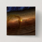 惑星を形成する材料の円盤は星を回る。 缶バッジ (正面)