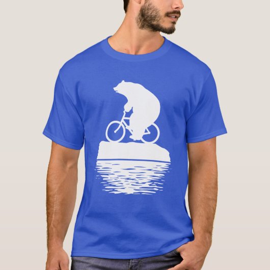 惑星を救って下さい: 白くまの自転車の人のTシャツ Tシャツ (正面)
