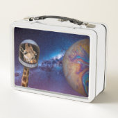 惑星を見ている宇宙のキリン宇宙飛行士 メタルランチボックス (裏面)