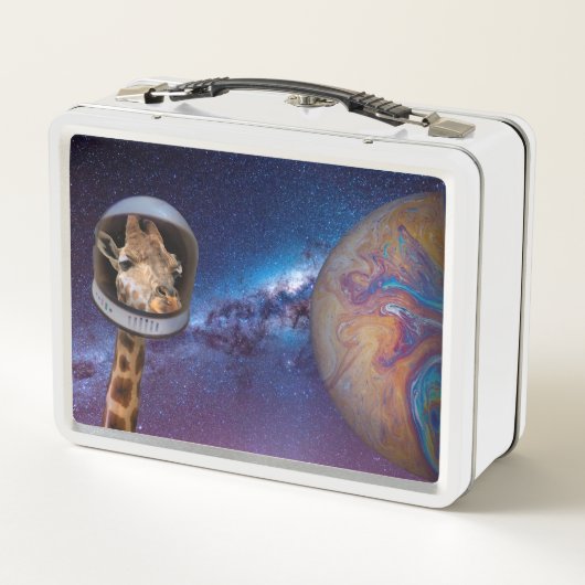 惑星を見ている宇宙のキリン宇宙飛行士 メタルランチボックス (裏面)