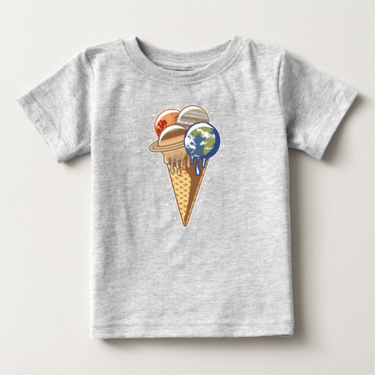 惑星アイスクリームコーン おもしろ食べ物 ベビーTシャツ (正面)