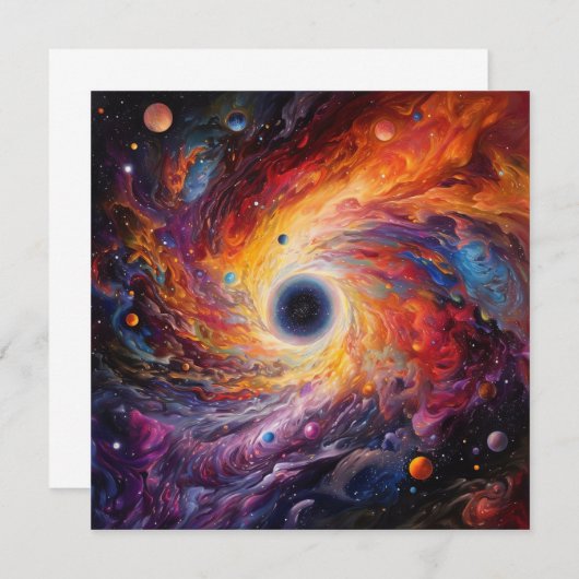 惑星カラフル宇宙銀河系背景 ノートカード (正面/裏面)