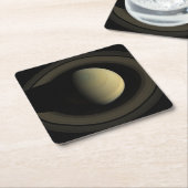 惑星サターンとその主要なリングや輪のモザイク。 スクエアペーパーコースター (アングル)