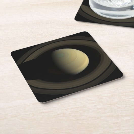 惑星サターンとその主要なリングや輪のモザイク。 スクエアペーパーコースター (アングル)