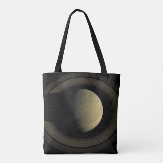 惑星サターンとその主要なリングや輪のモザイク。 トートバッグ (裏面)