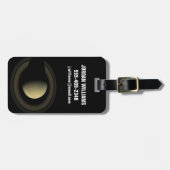 惑星サターンとその主要なリングや輪のモザイク。 ラゲッジタグ (正面横)