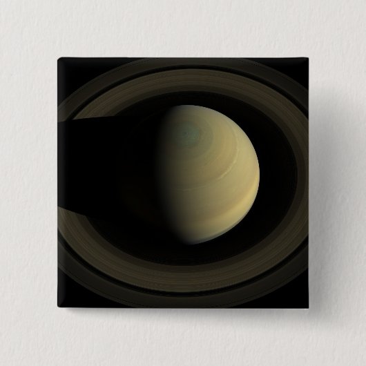 惑星サターンとその主要なリングや輪のモザイク。 缶バッジ (正面)