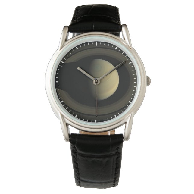 惑星サターンとその主要なリングや輪のモザイク。 腕時計 (正面)