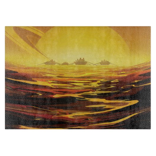 惑星サターンのタイタン最大の月 カッティングボード (正面)