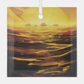 惑星サターンのタイタン最大の月 ガラスオーナメント (正面)