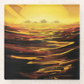 惑星サターンのタイタン最大の月 ガラスコースター (正面)