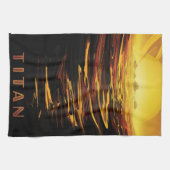 惑星サターンのタイタン最大の月 キッチンタオル (横)