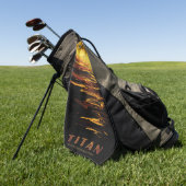 惑星サターンのタイタン最大の月 ゴルフタオル (グリーン)