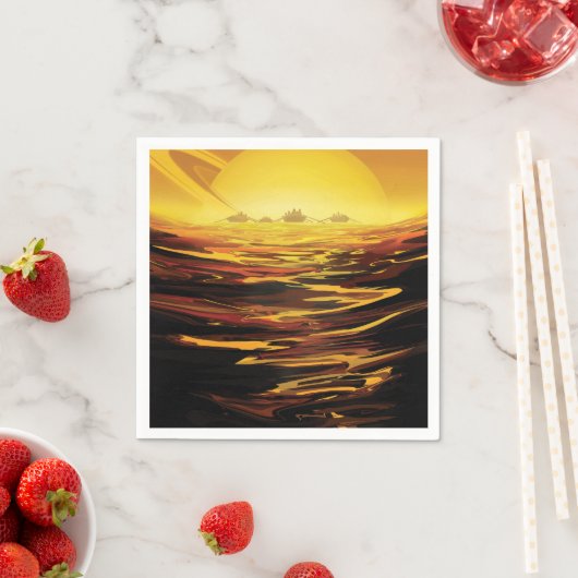 惑星サターンのタイタン最大の月 スタンダードカクテルナプキン (インサイチュ)