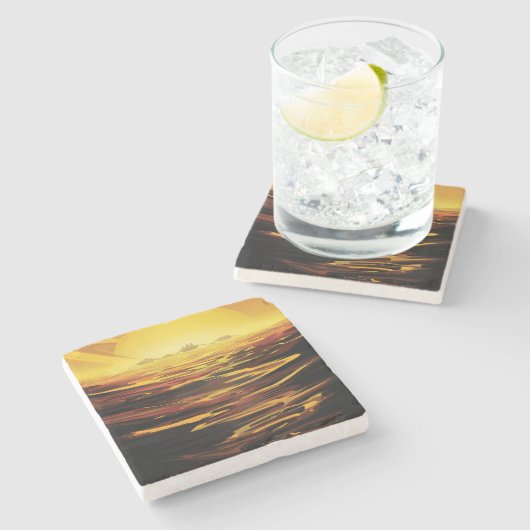 惑星サターンのタイタン最大の月 ストーンコースター (横)