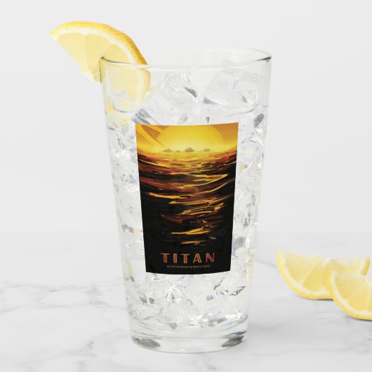 惑星サターンのタイタン最大の月 タンブラーグラス (アイス正面)