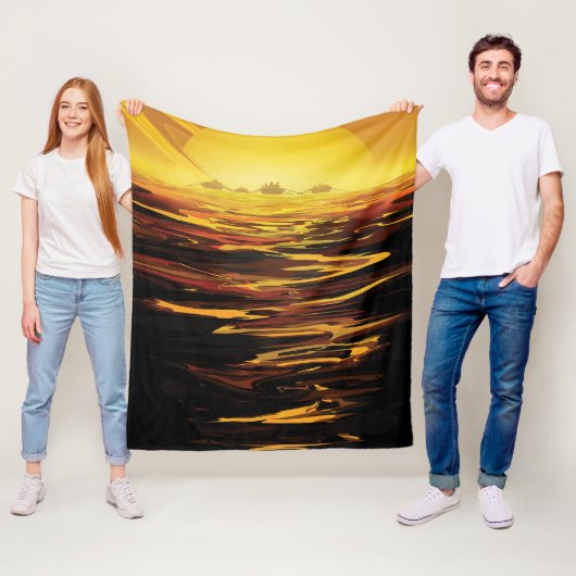 惑星サターンのタイタン最大の月 フリースブランケット (インサイチュ)