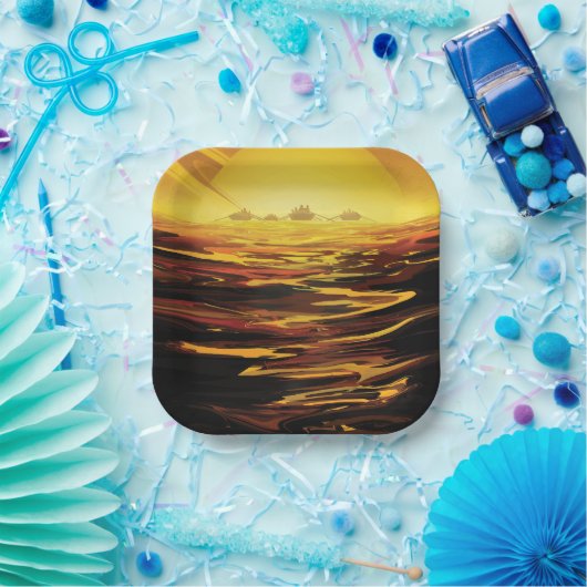 惑星サターンのタイタン最大の月 ペーパープレート (パーティー)